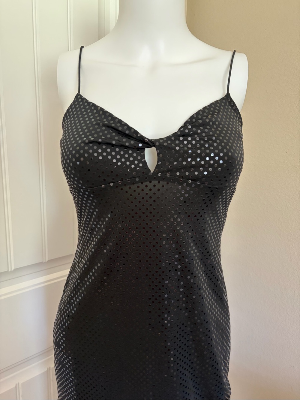 Vintage Y2K Black Sequined Sparkly Strappy Mini Dress